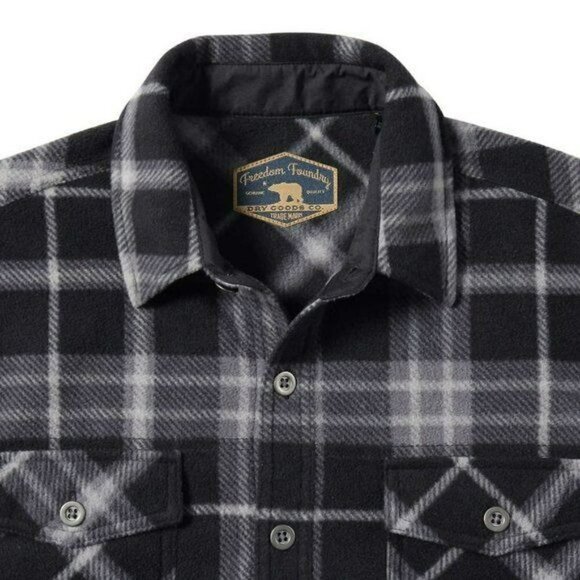 NWT Freedom Foundry Men’s Fleece Comfort Fit Plaid Button Down Shirt - Picture 3 of 4